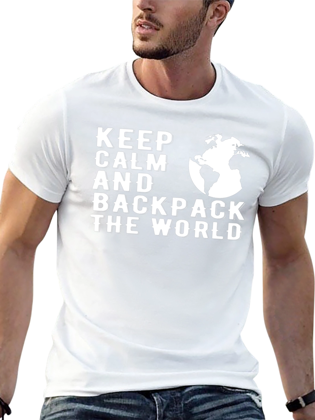Keep Calm Backpack World Graphic T-Shirt