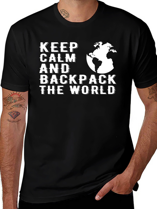 Keep Calm Backpack World Graphic T-Shirt