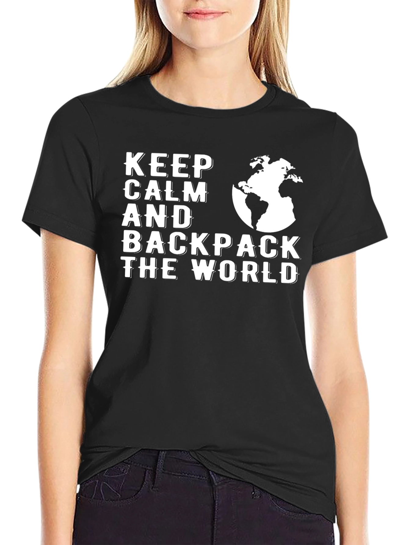 Keep Calm Backpack World Graphic T-Shirt