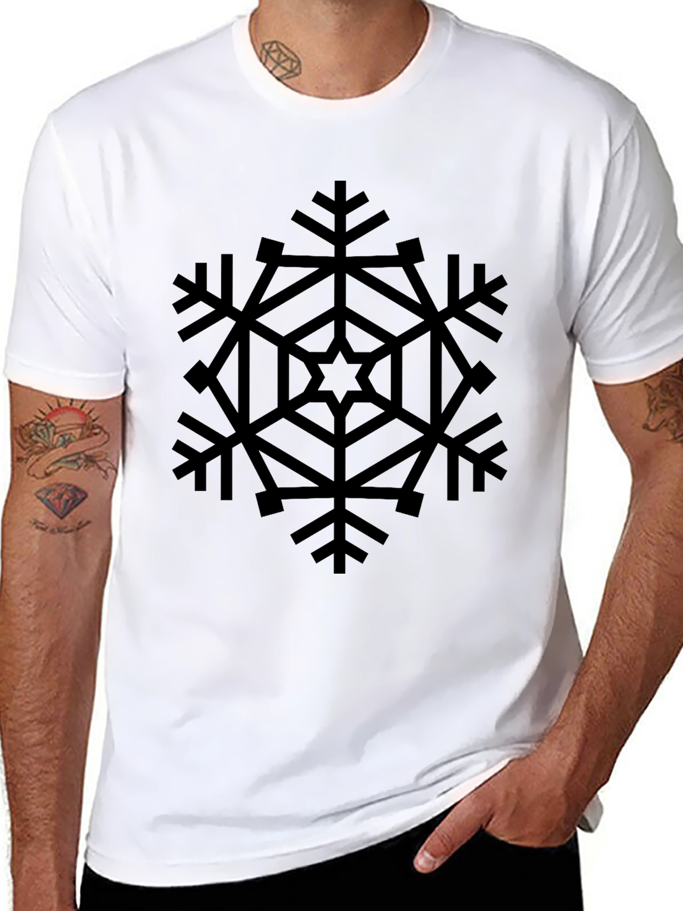 Black Snowflake Graphic Tee - Stylish Winter Apparel