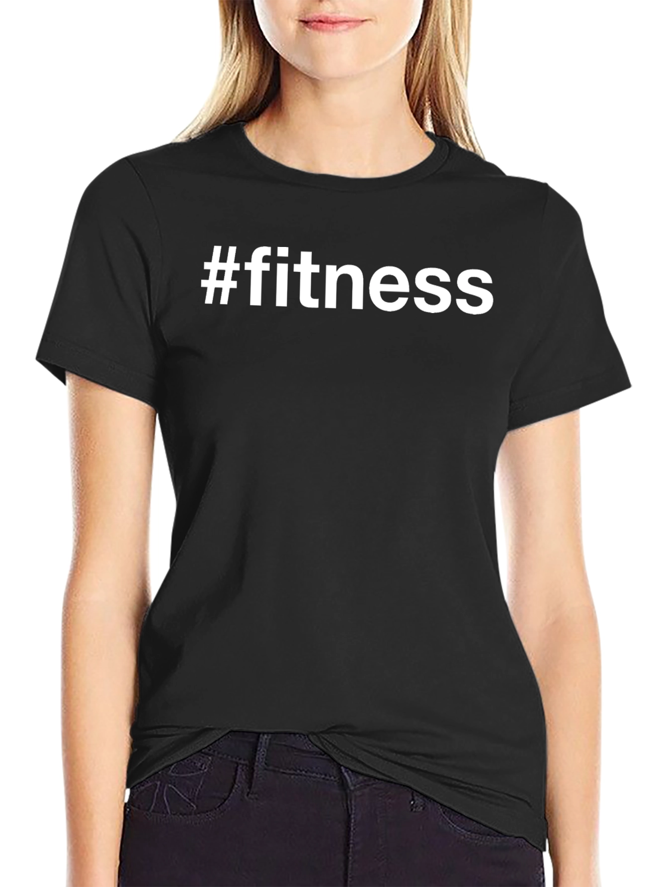 Mens Black #Fitness Graphic T-Shirt