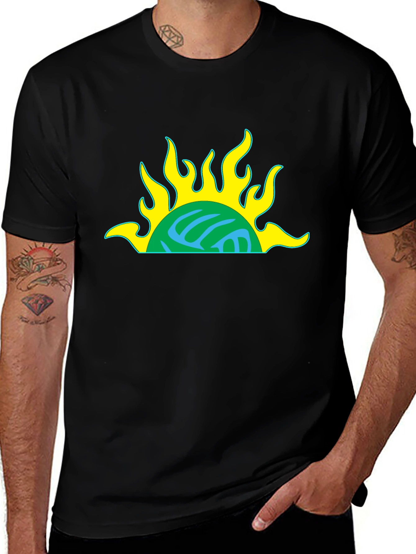 Retro Sun Graphic Black T-Shirt