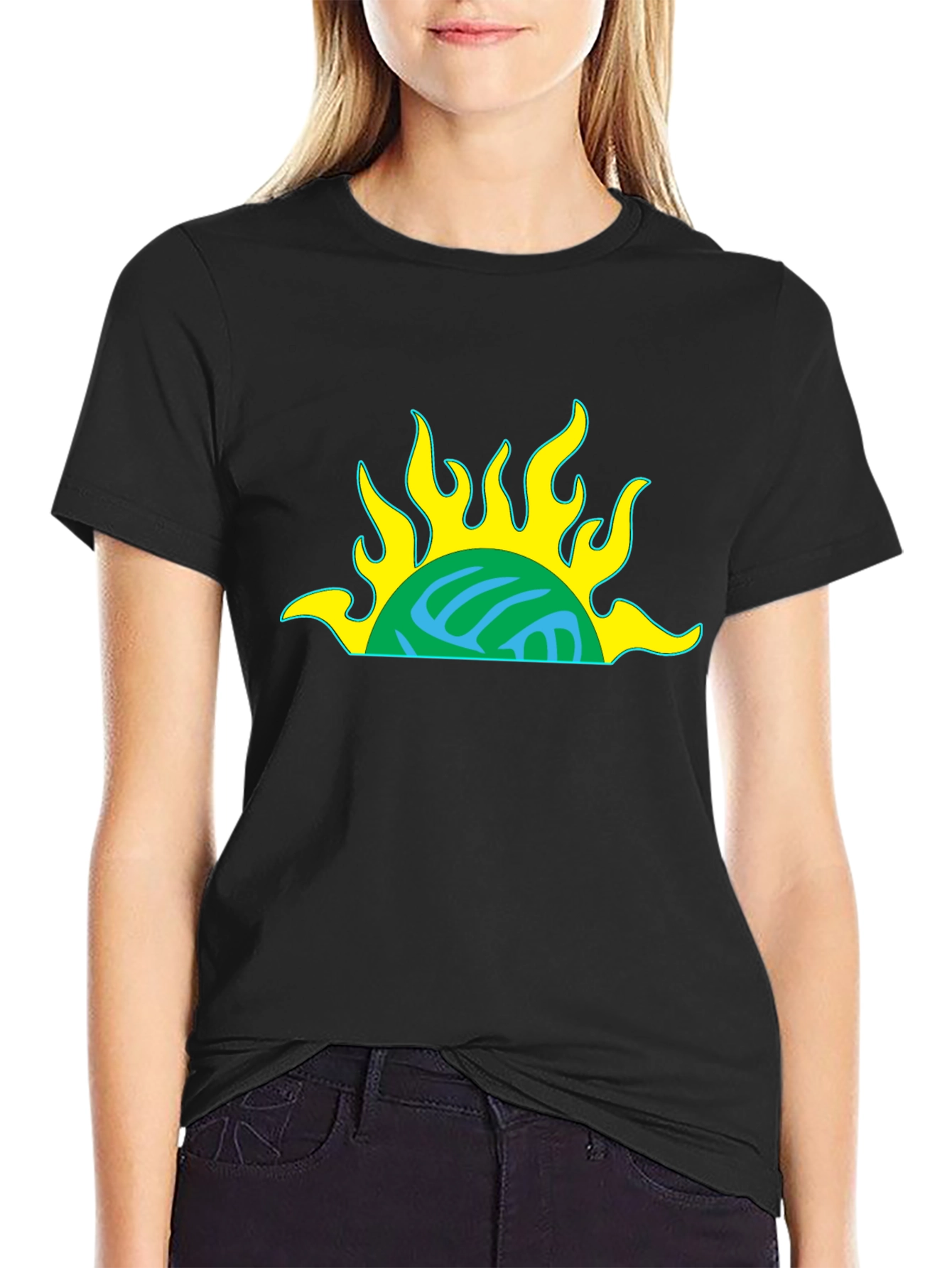 Retro Sun Graphic Black T-Shirt