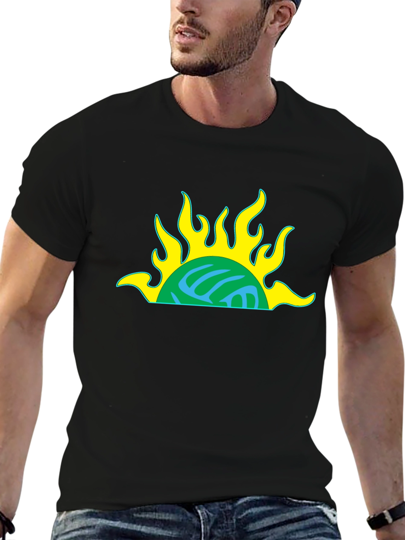 Retro Sun Graphic Black T-Shirt