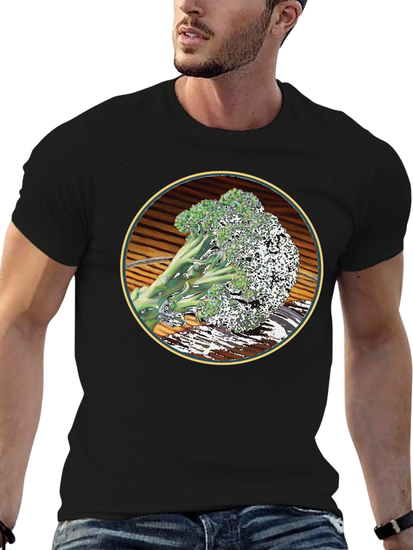 Broccoli Circle Graphic Tee - Quirky Vegan Shirt