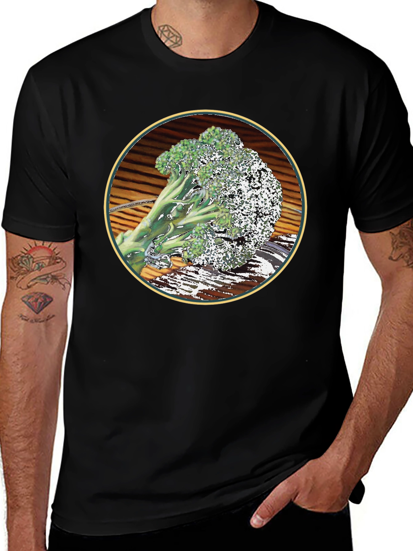 Broccoli Circle Graphic Tee - Quirky Vegan Shirt
