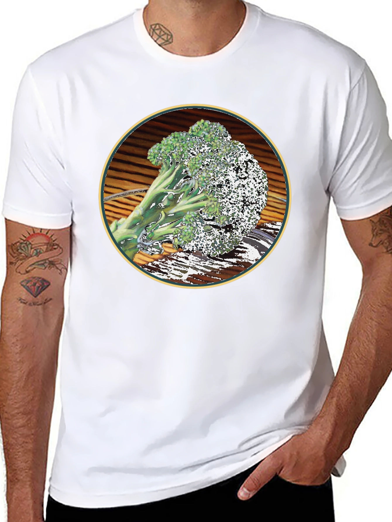 Broccoli Circle Graphic Tee - Quirky Vegan Shirt