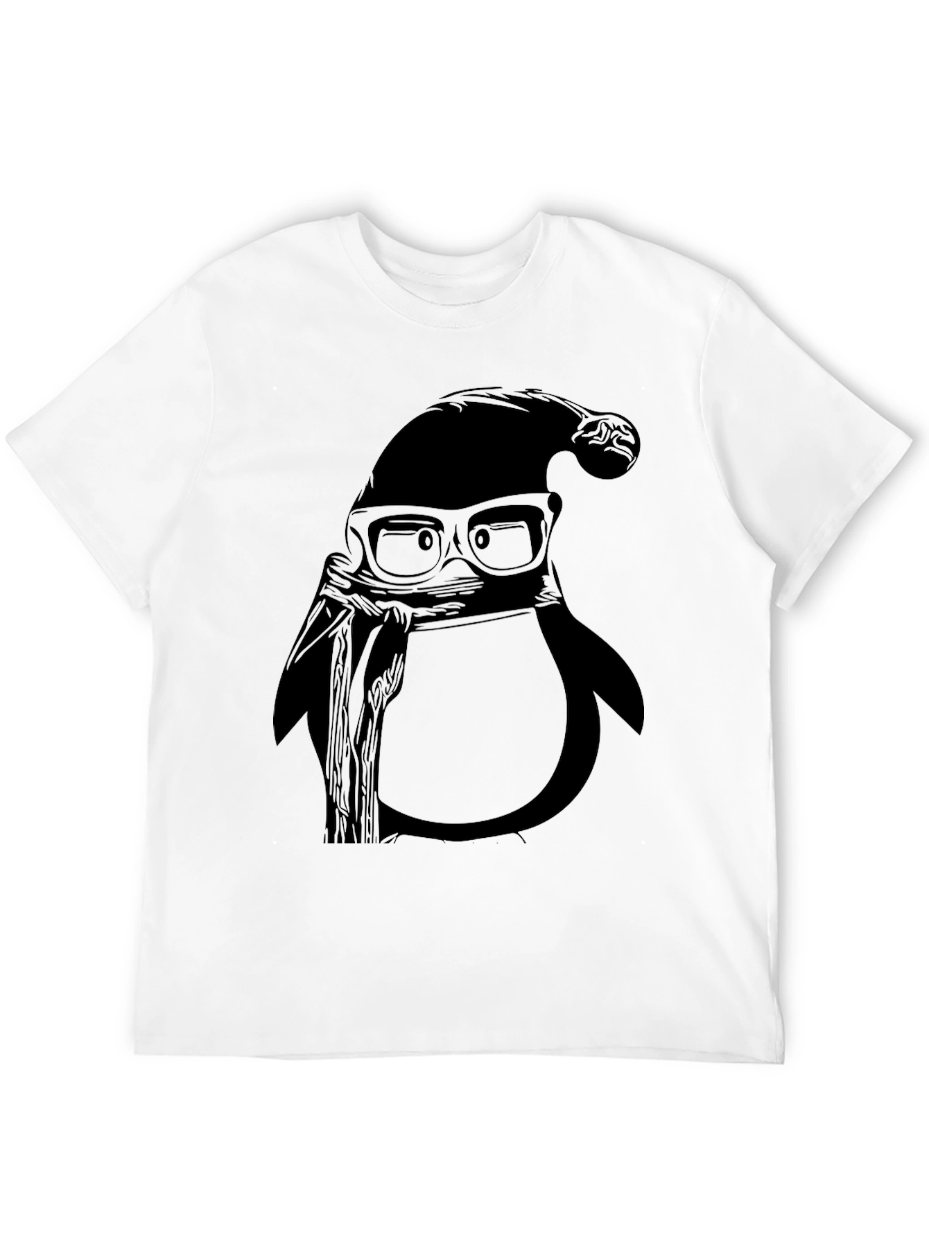 Cool Penguin with Santa Hat Graphic Tee