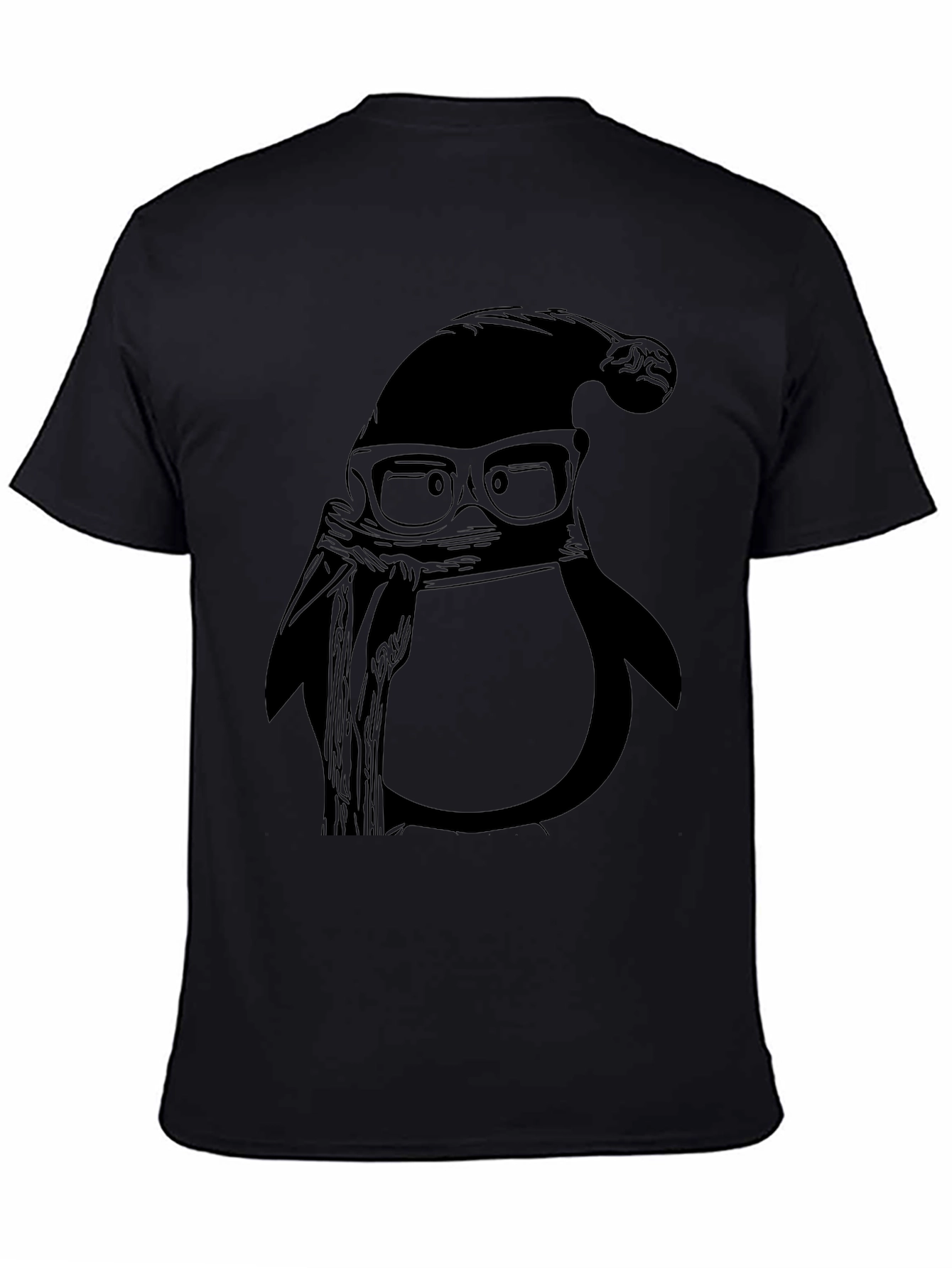 Cool Penguin with Santa Hat Graphic Tee