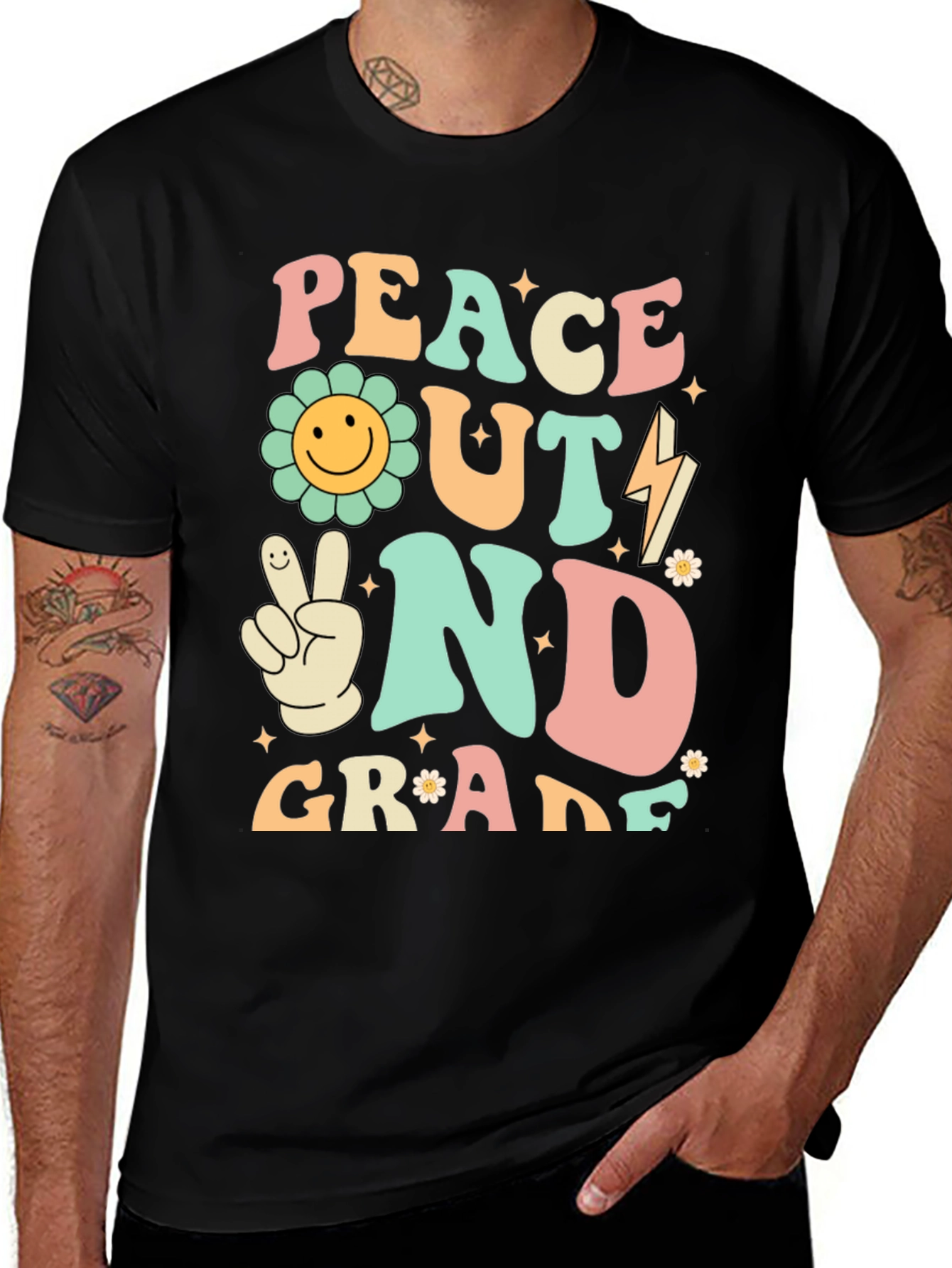 Peace Out 2nd Grade Retro Graphic T-Shirt