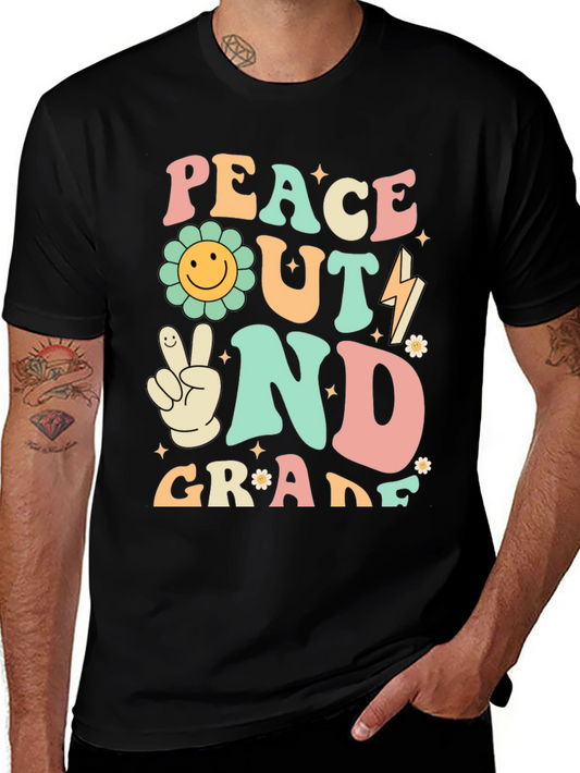 Peace Out 2nd Grade Retro Graphic T-Shirt