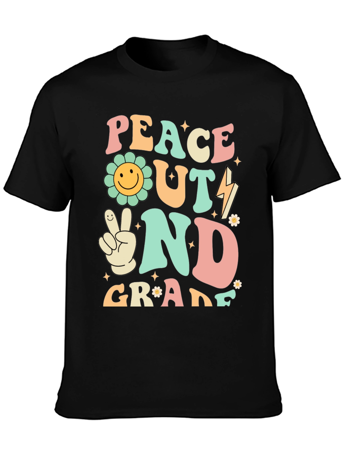 Peace Out 2nd Grade Retro Graphic T-Shirt