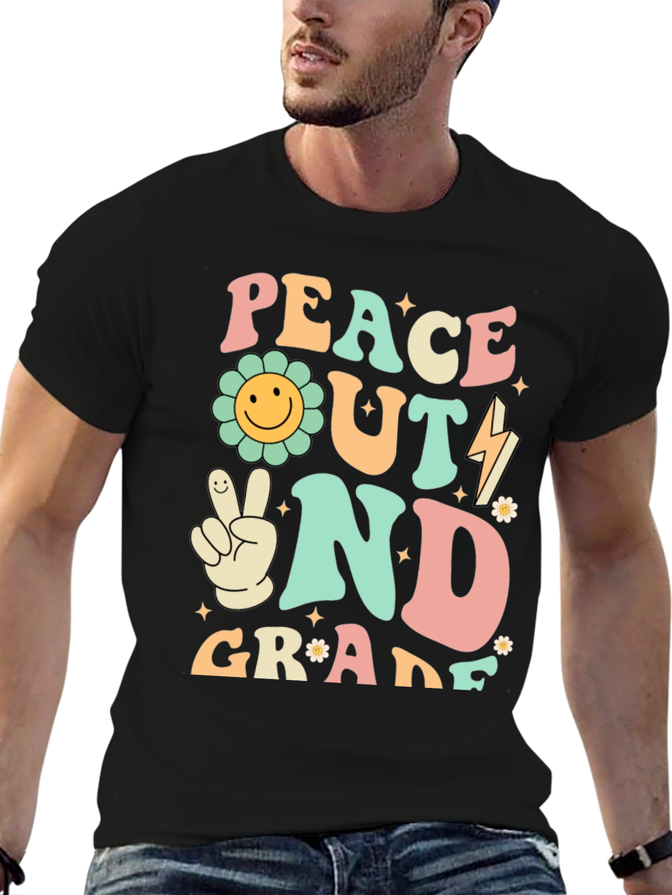 Peace Out 2nd Grade Retro Graphic T-Shirt