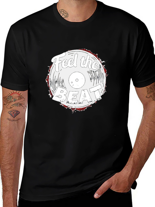 Feel the Beat Vinyl Graphic T-Shirt - Black