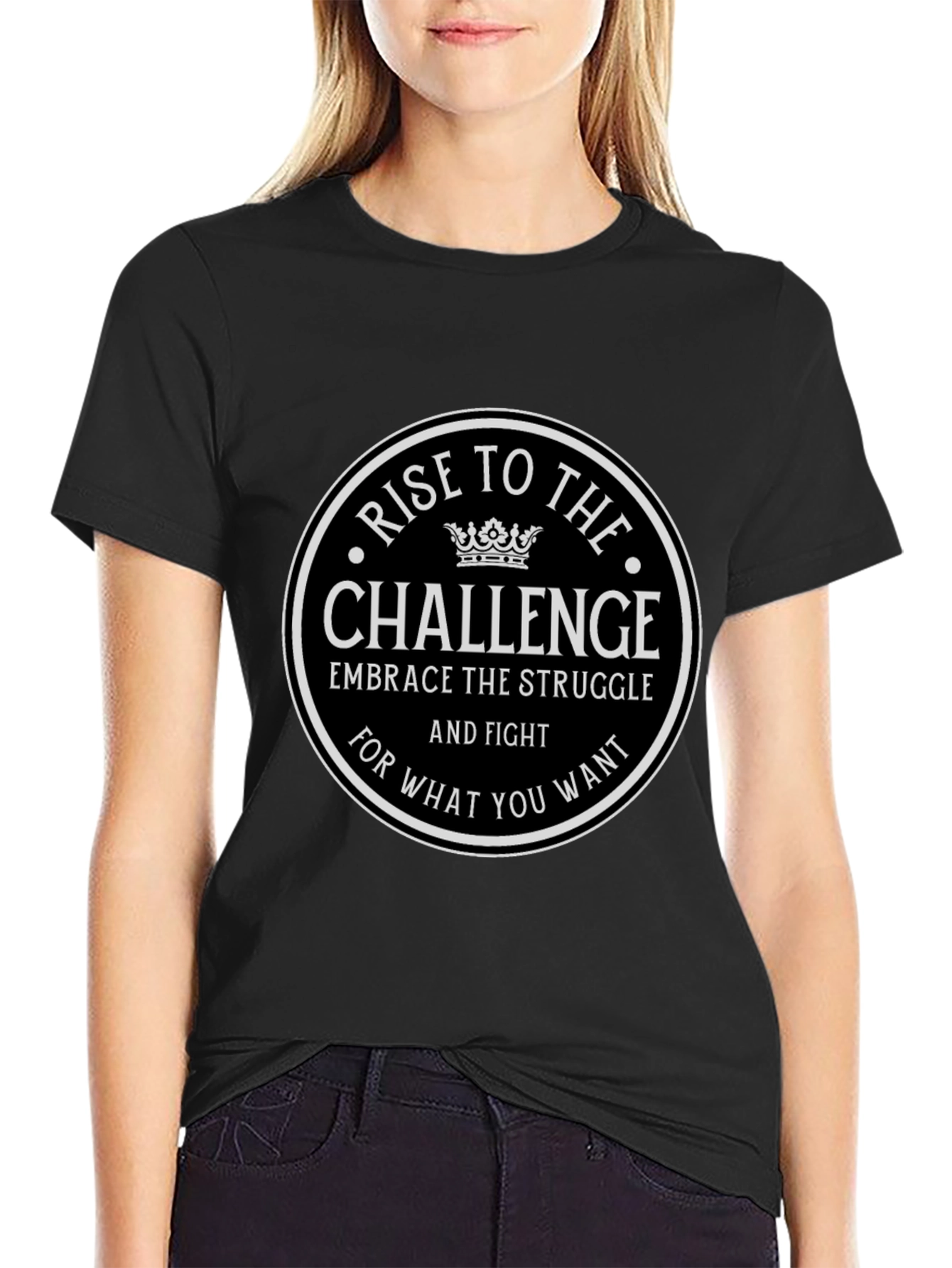 Rise To The Challenge Black Graphic Tee