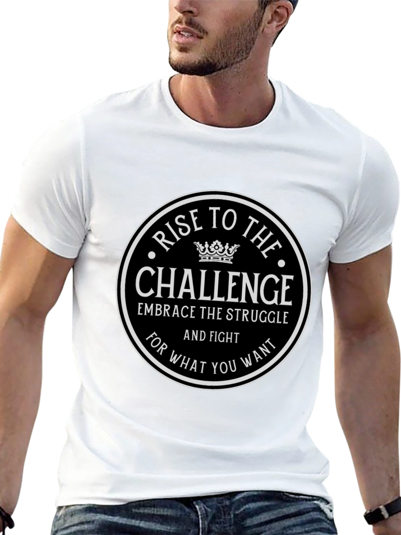 Rise To The Challenge Black Graphic Tee