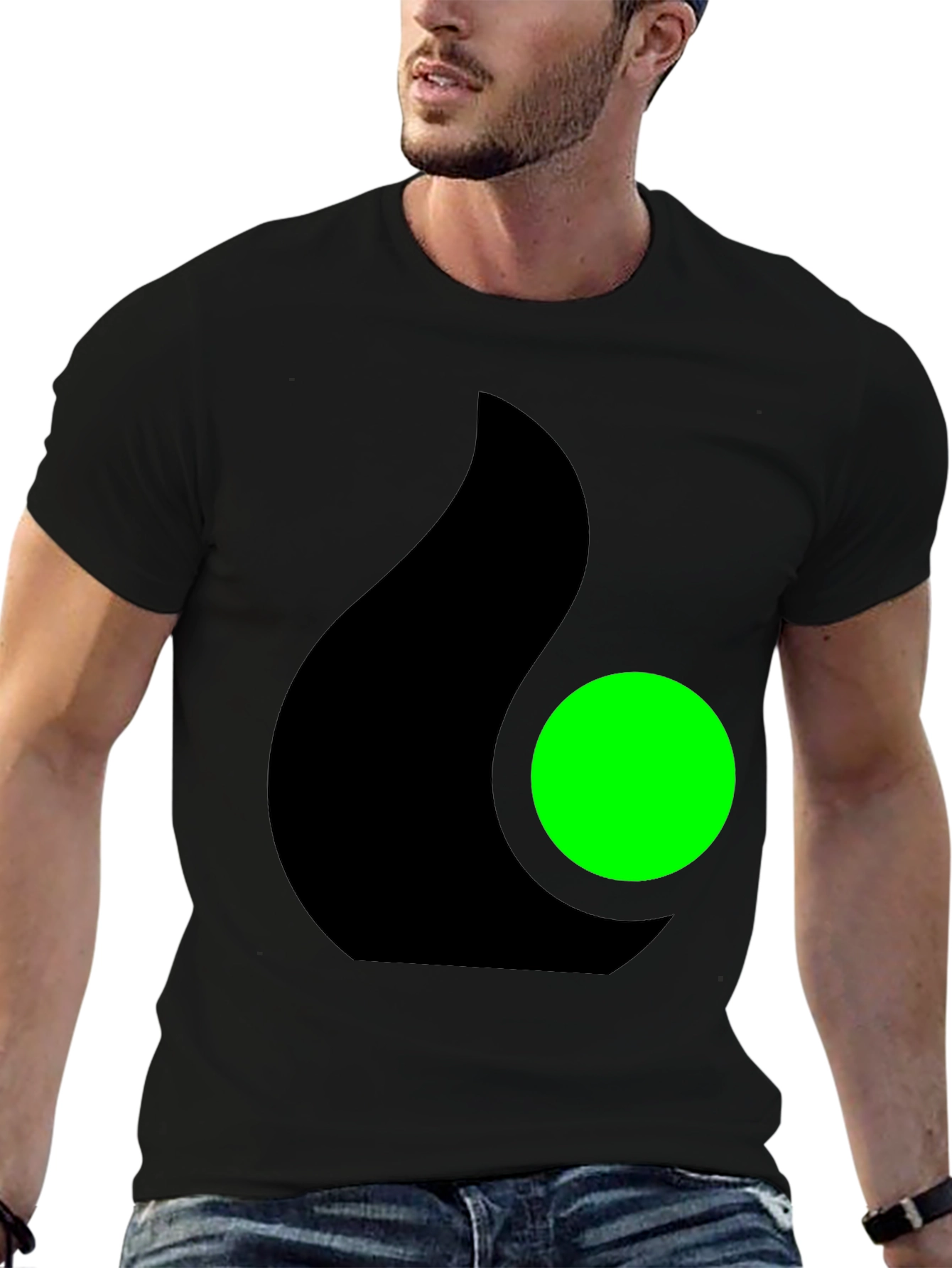 Modern Black T-Shirt with Abstract Graphic Design