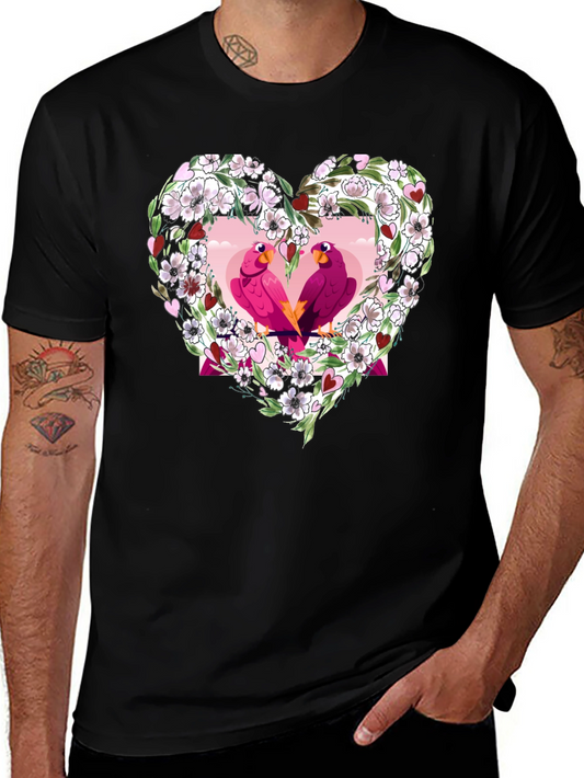 Floral Heart Love Birds T-Shirt