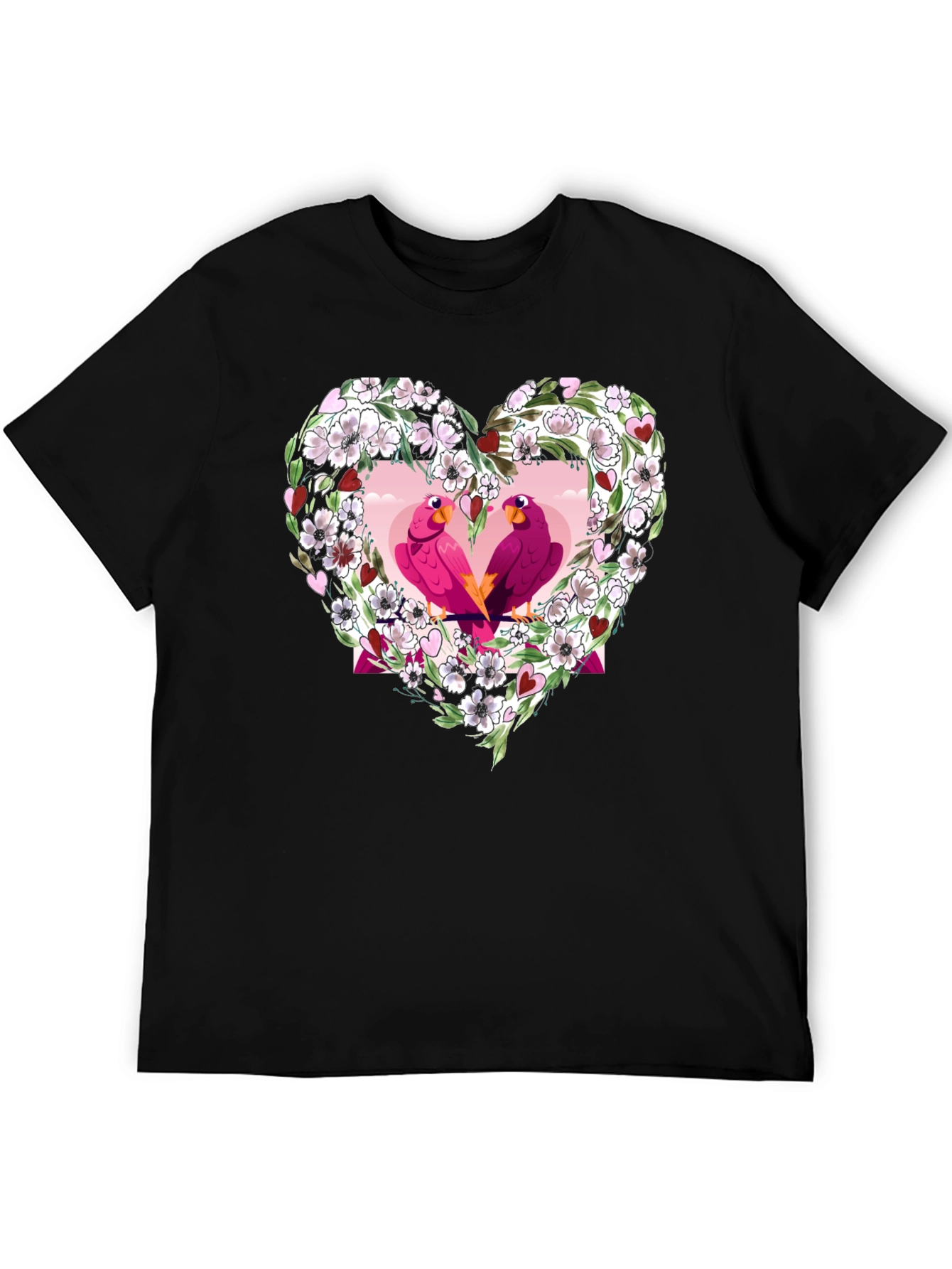 Floral Heart Love Birds T-Shirt