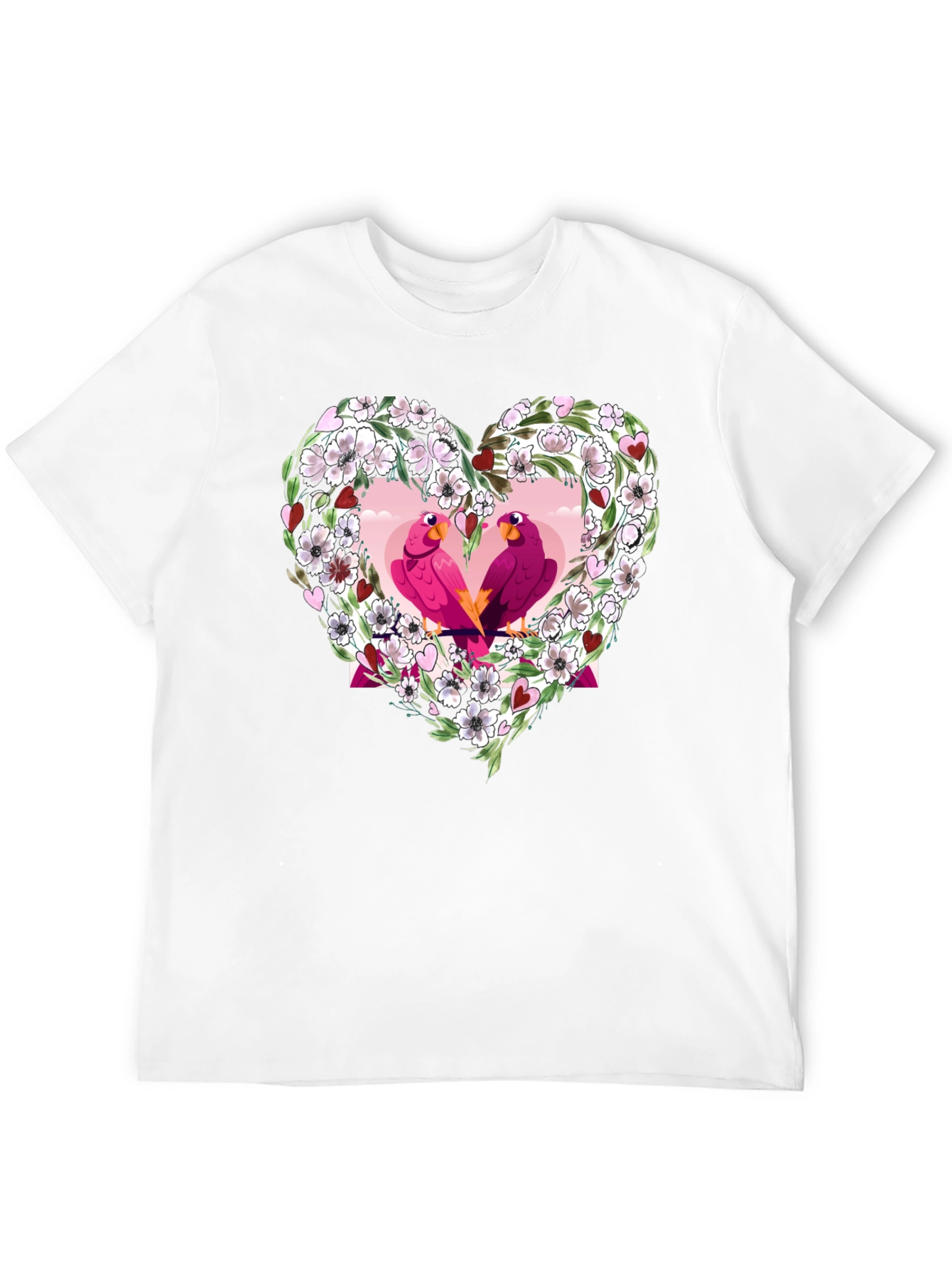 Floral Heart Love Birds T-Shirt