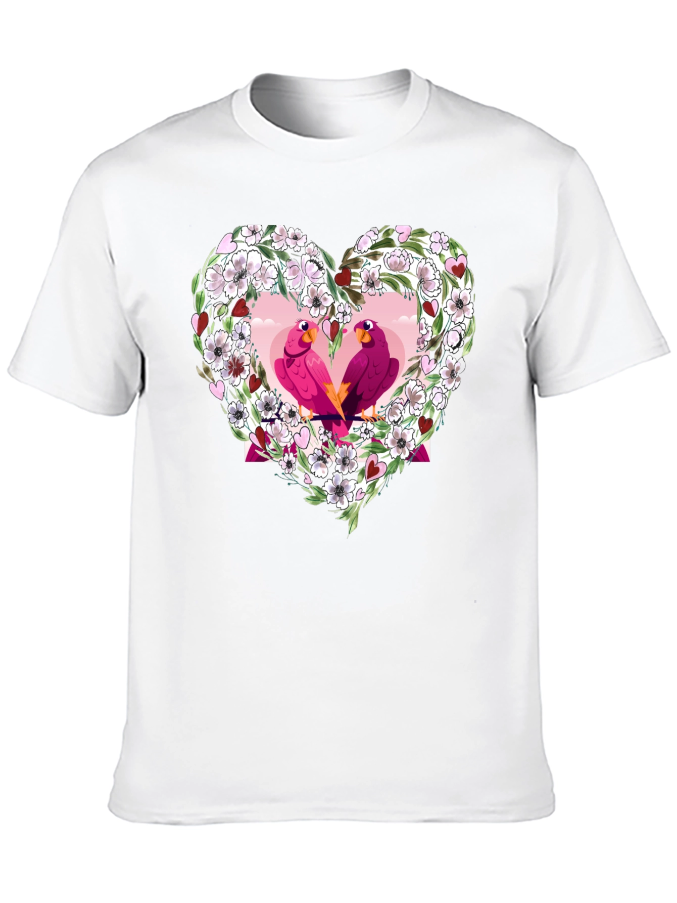Floral Heart Love Birds T-Shirt