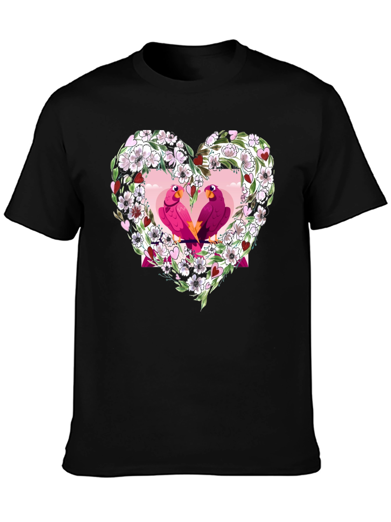 Floral Heart Love Birds T-Shirt