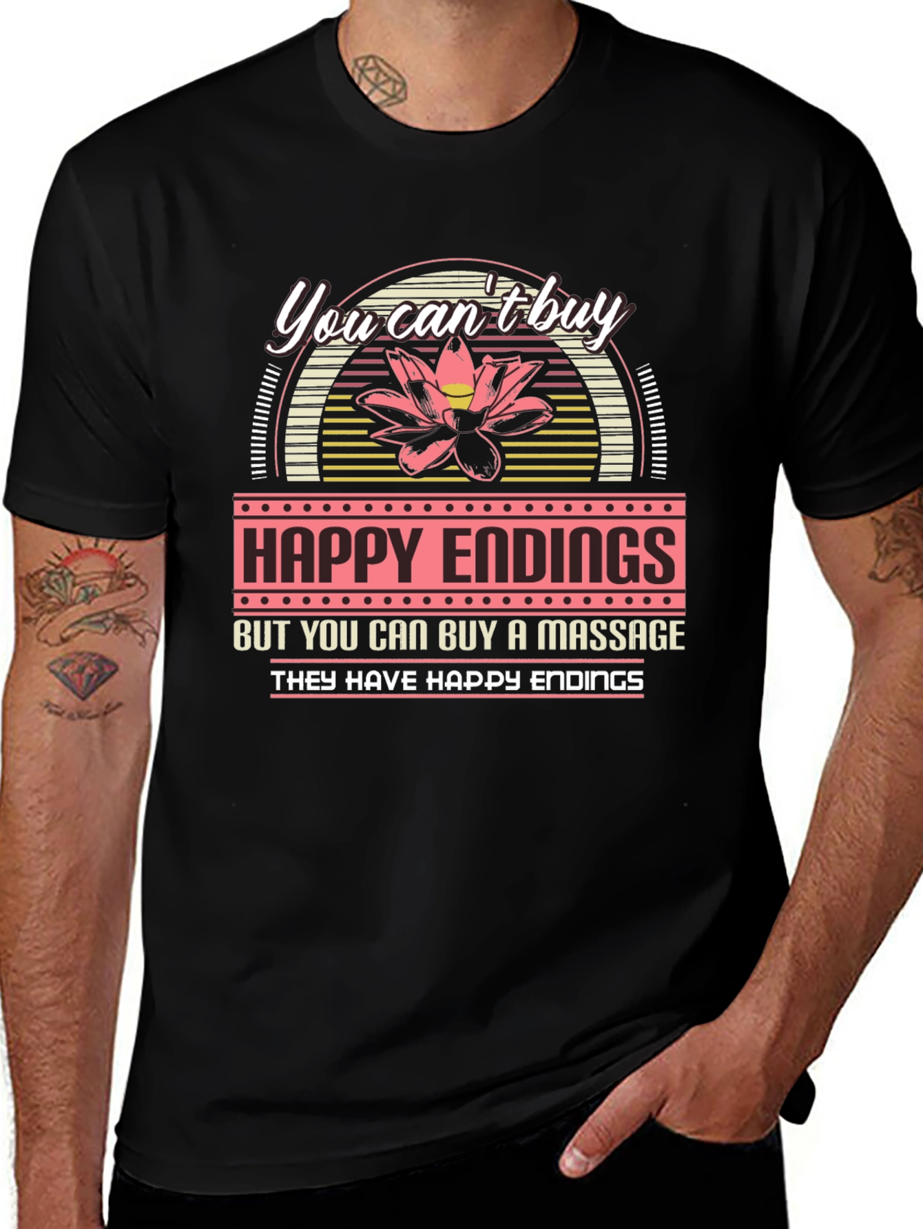 Happy Endings Massage T-Shirt Funny Sarcastic Tee