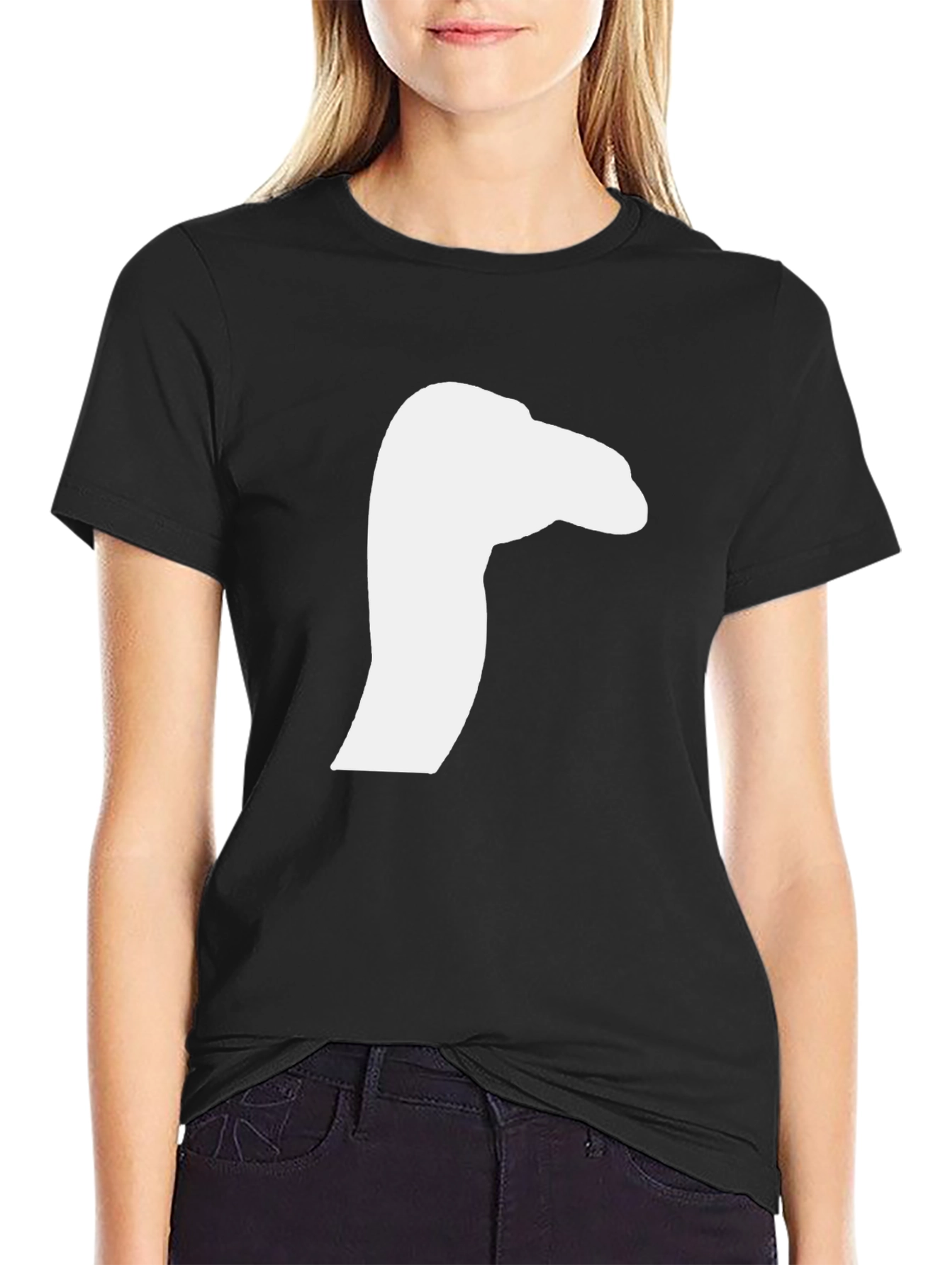 Black T-Shirt with White Goose Silhouette