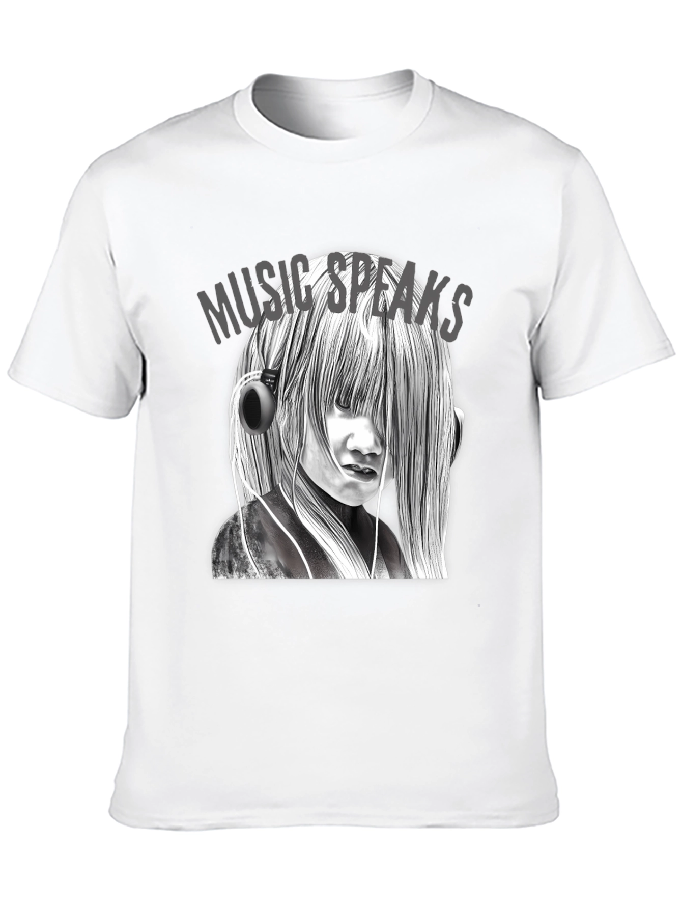 Music Speaks Graphic Tee - Black Cotton T-Shirt