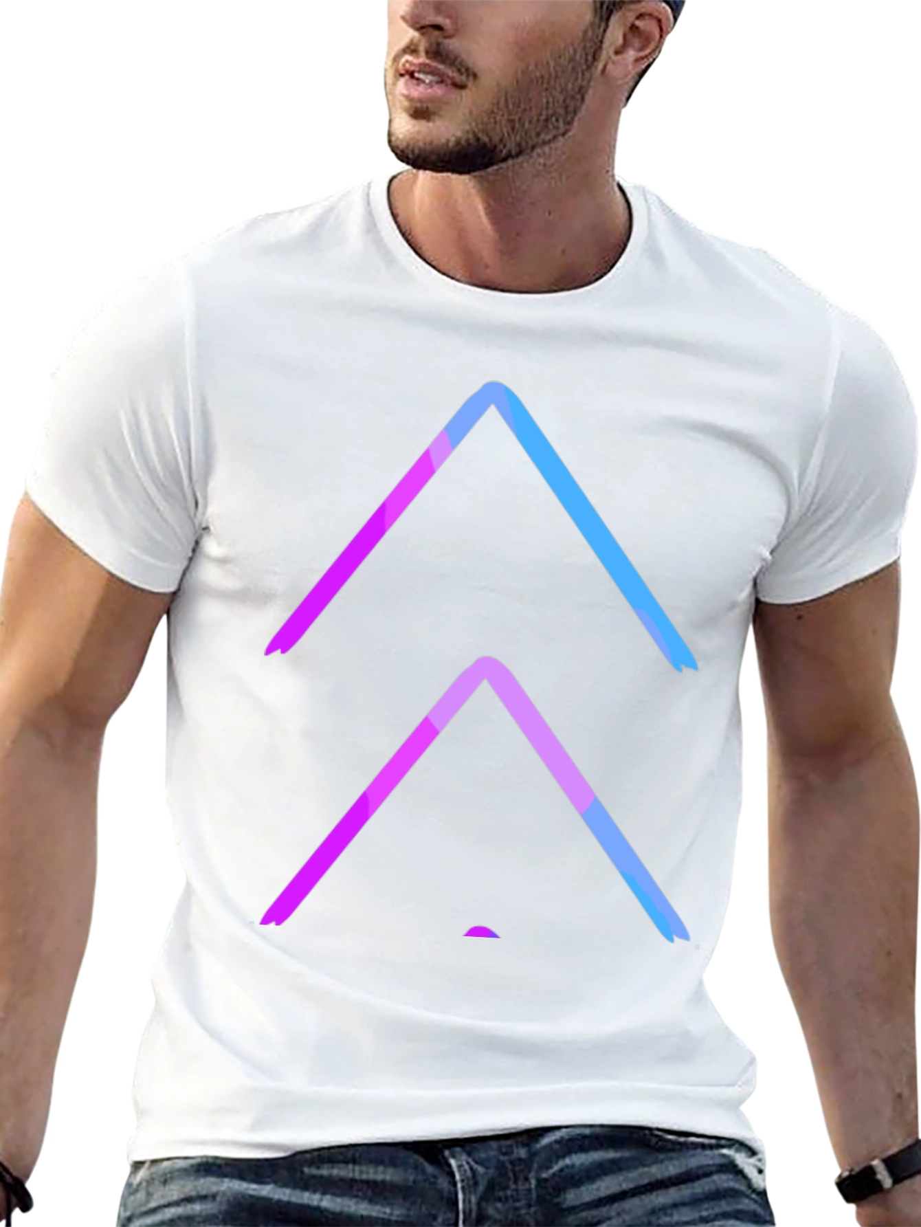 Gradient Arrow Graphic Tee - Black Cotton Blend
