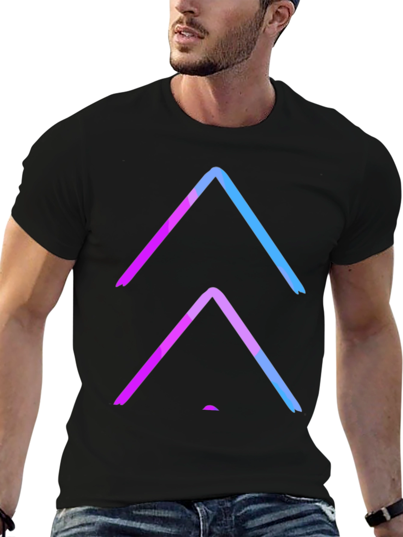 Gradient Arrow Graphic Tee - Black Cotton Blend