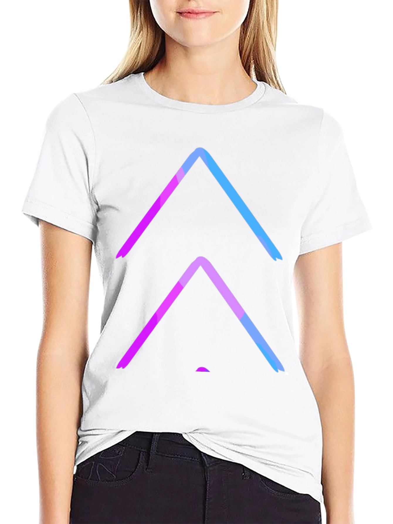 Gradient Arrow Graphic Tee - Black Cotton Blend