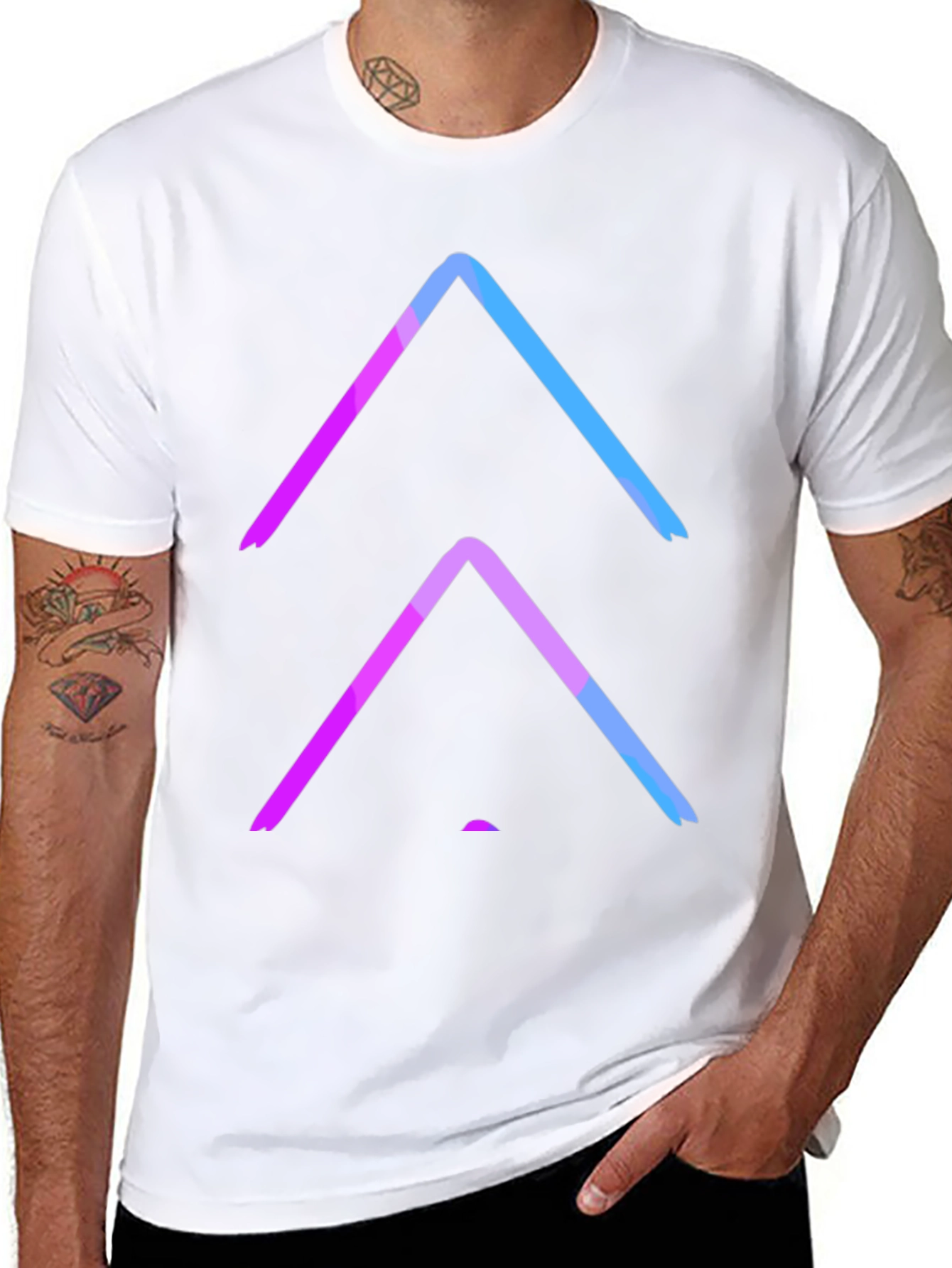 Gradient Arrow Graphic Tee - Black Cotton Blend