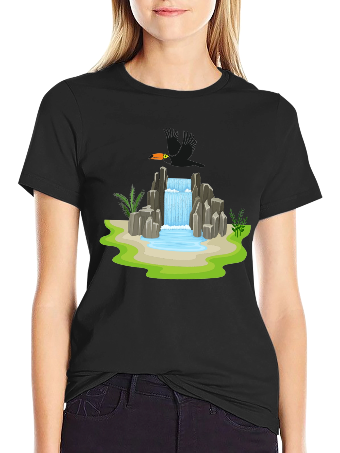Waterfall Graphic Tee - Nature Inspired Design