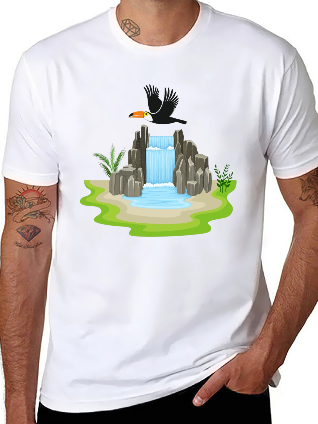 Waterfall Graphic Tee - Nature Inspired Design