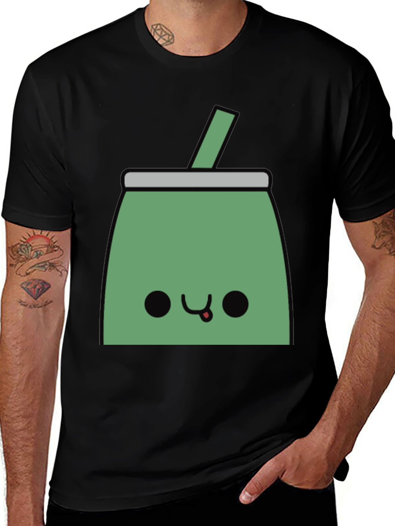 Kawaii Mate Tea T-Shirt - Black Cute Design
