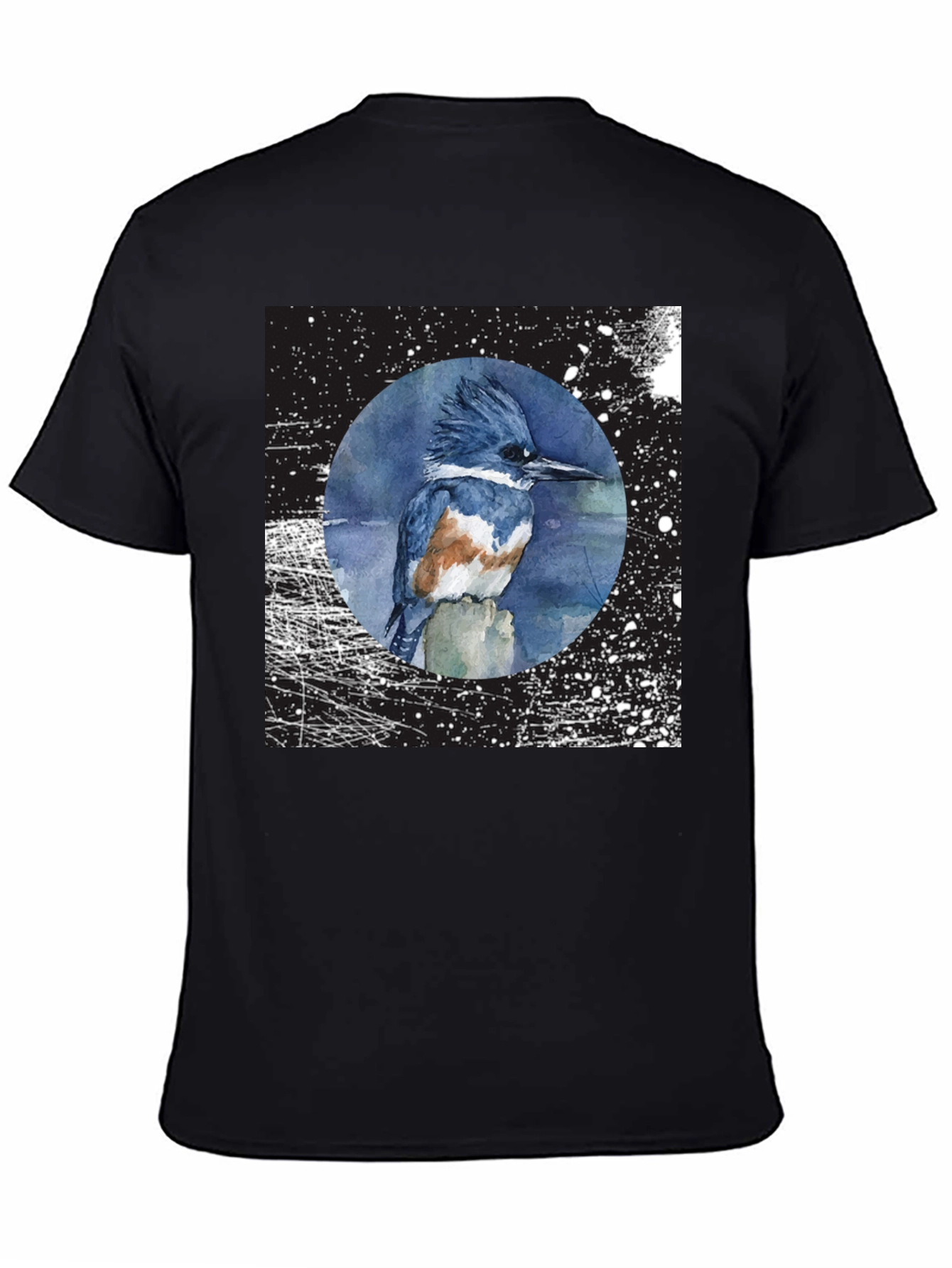 Kingfisher Bird Graphic T-Shirt - Unisex Black Tee