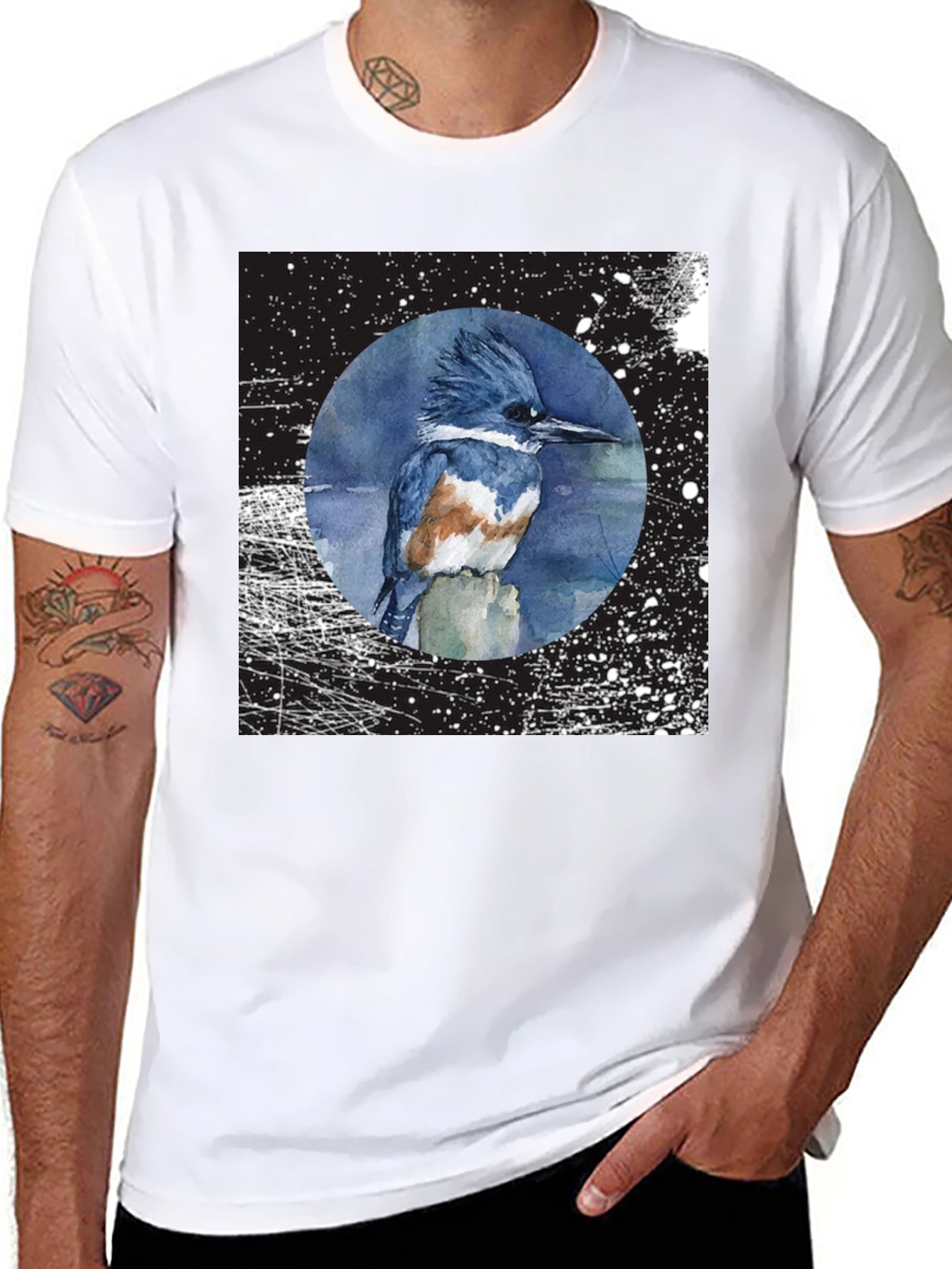 Kingfisher Bird Graphic T-Shirt - Unisex Black Tee