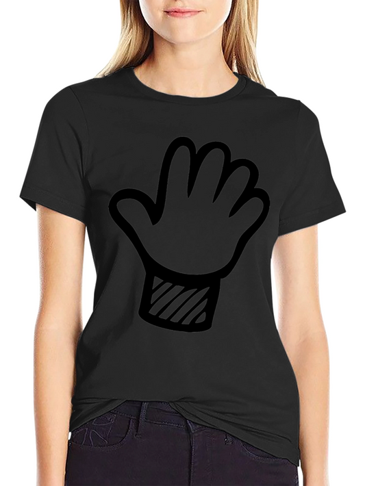 Novelty Cartoon Hand Graphic Tee - Casual Black T-Shirt