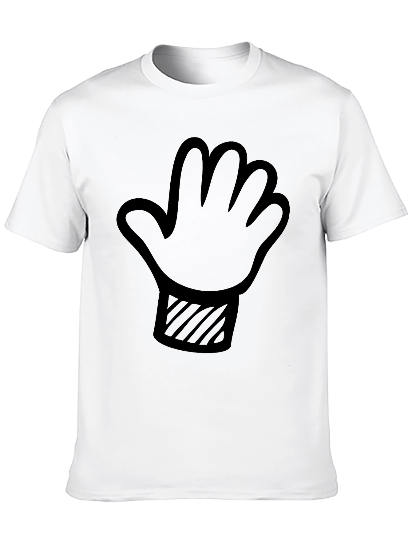 Novelty Cartoon Hand Graphic Tee - Casual Black T-Shirt