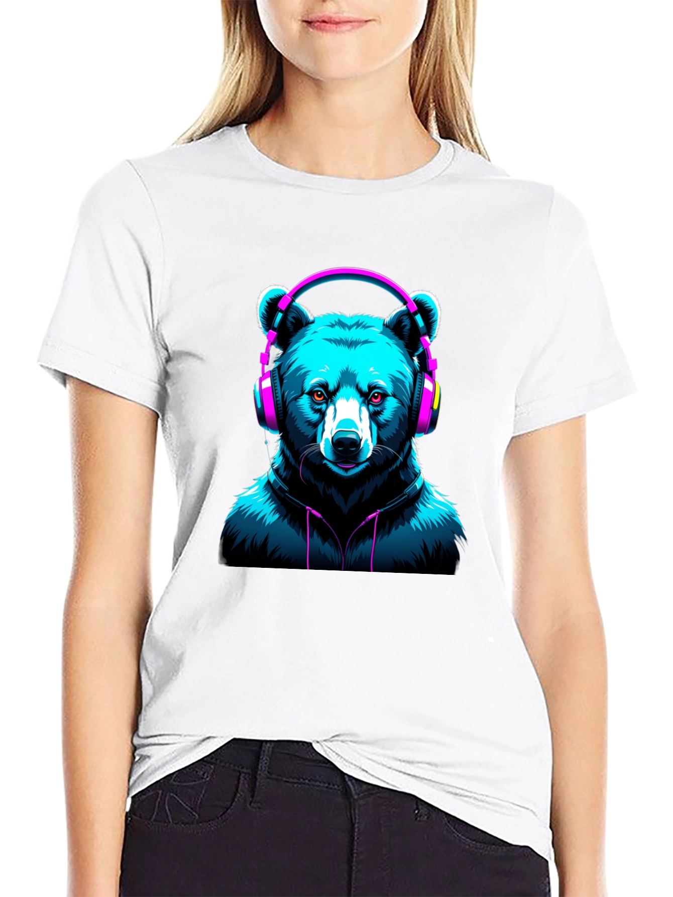 Bear with Headphones Graphic T-Shirt