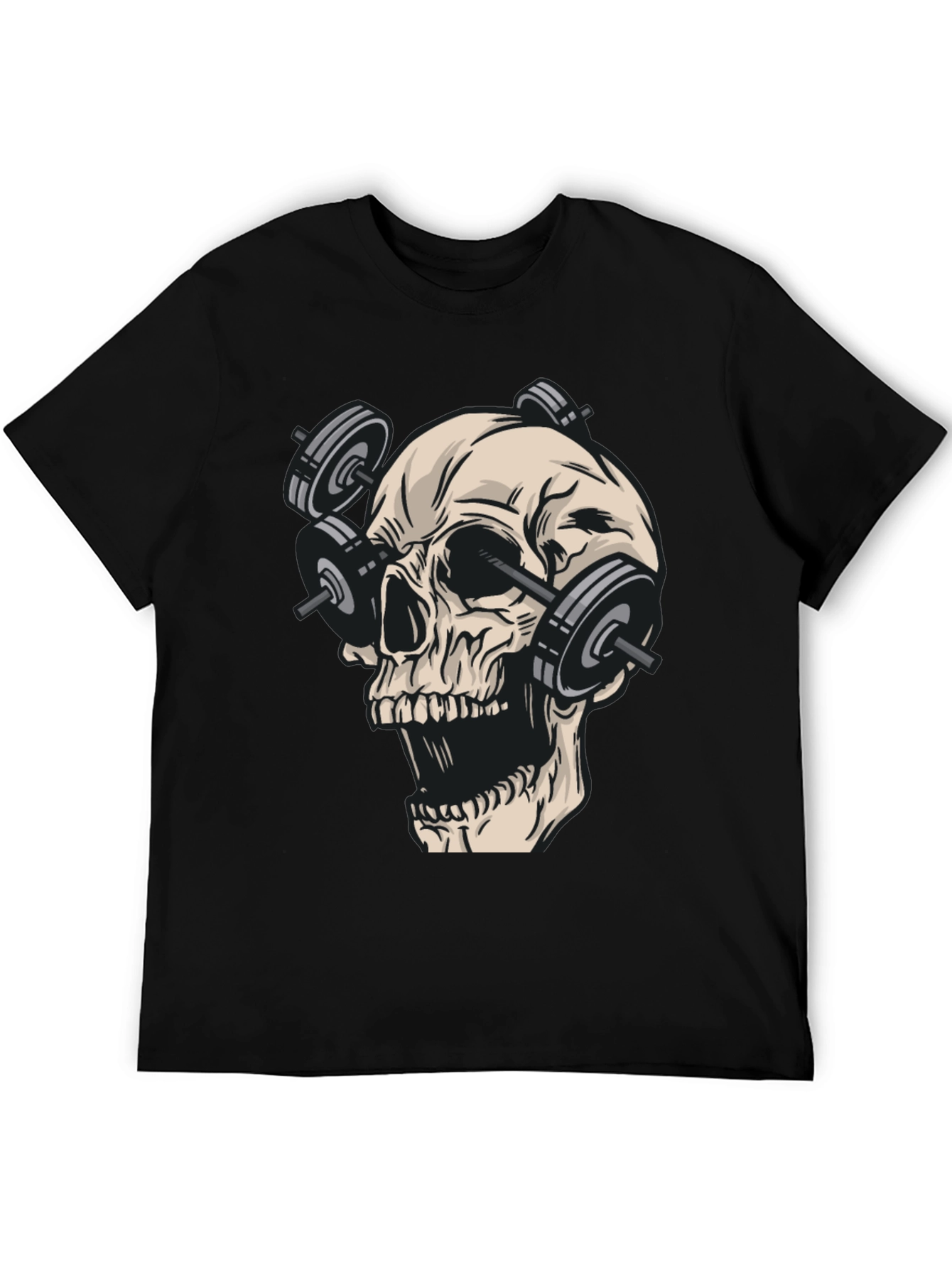 Skull Gym Weights Black T-Shirt