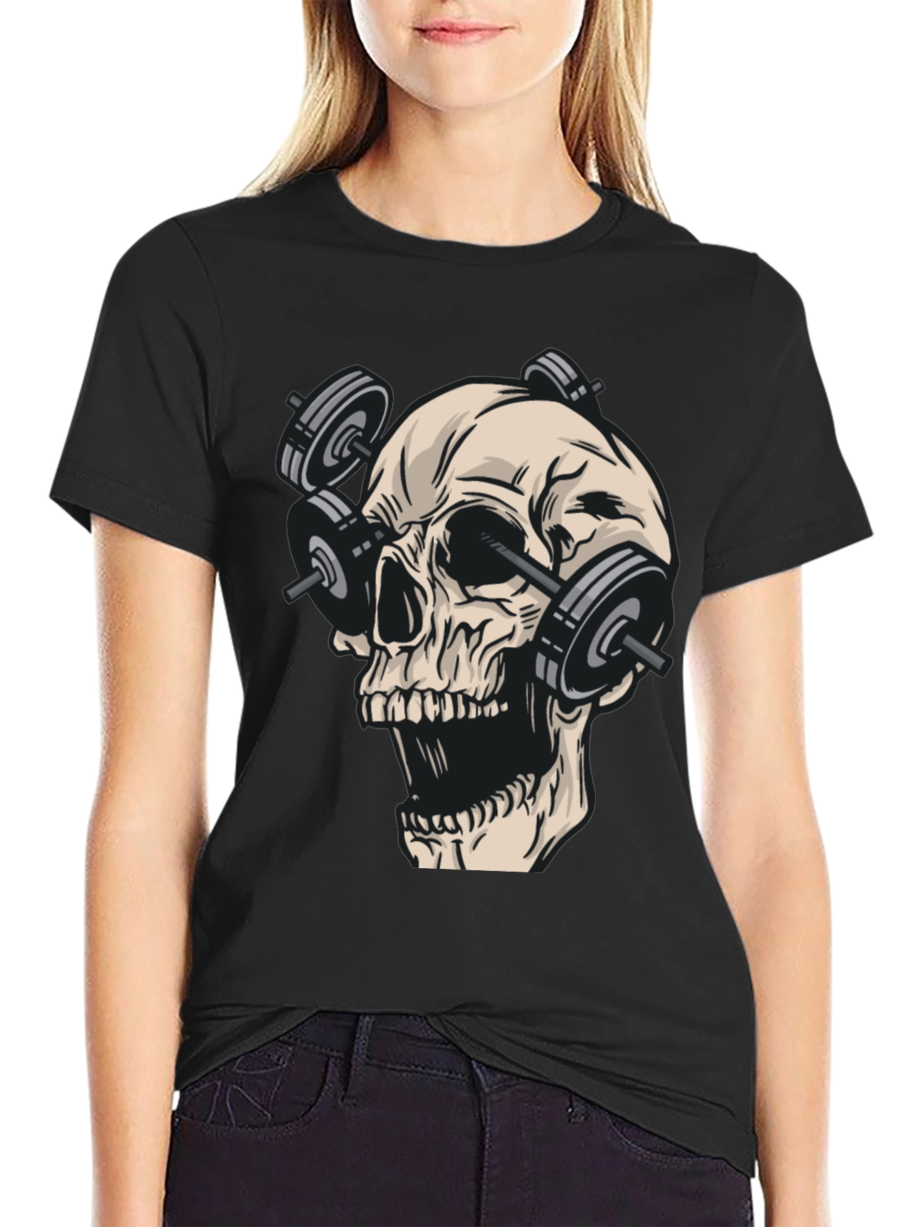 Skull Gym Weights Black T-Shirt