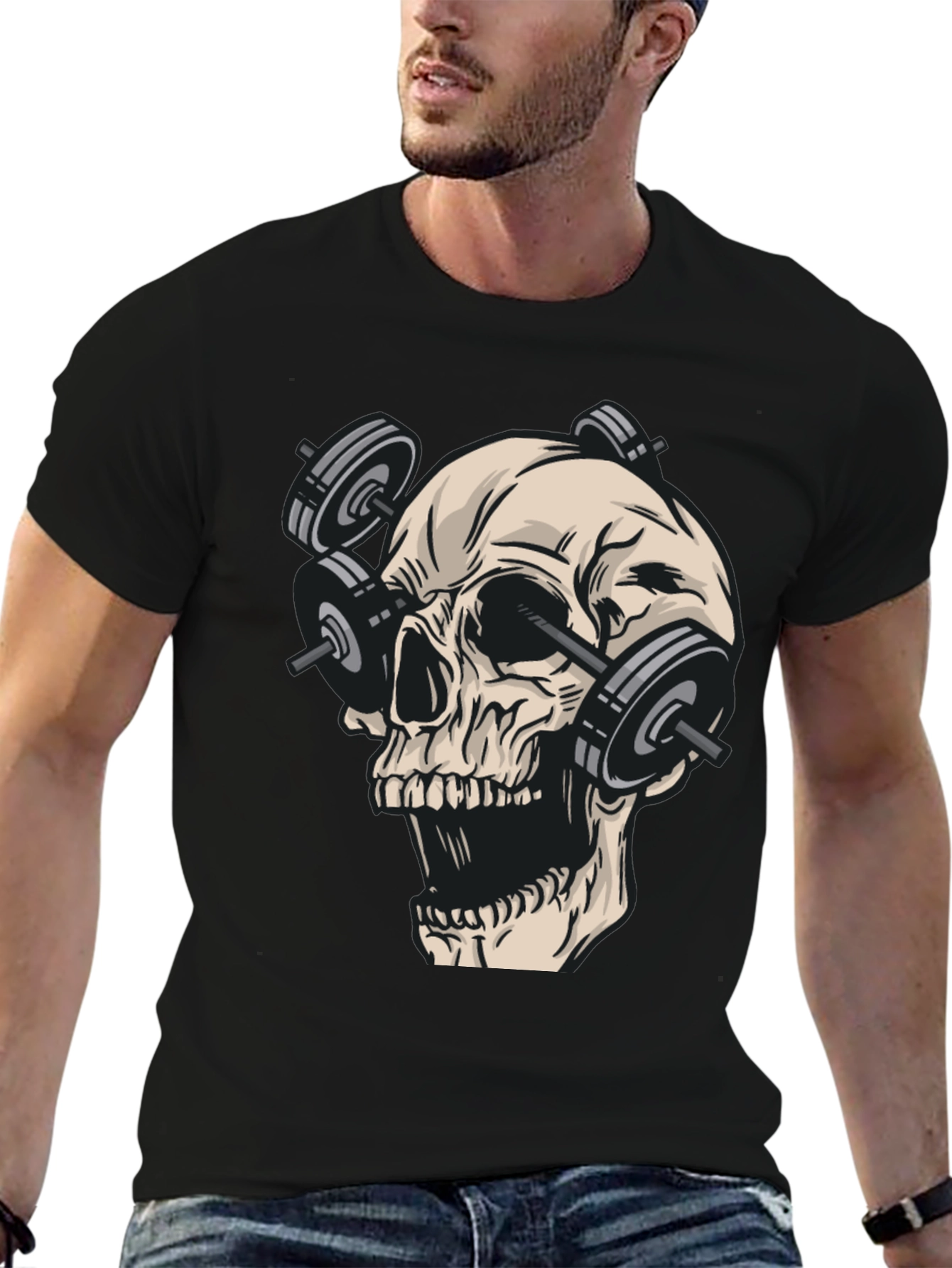 Skull Gym Weights Black T-Shirt
