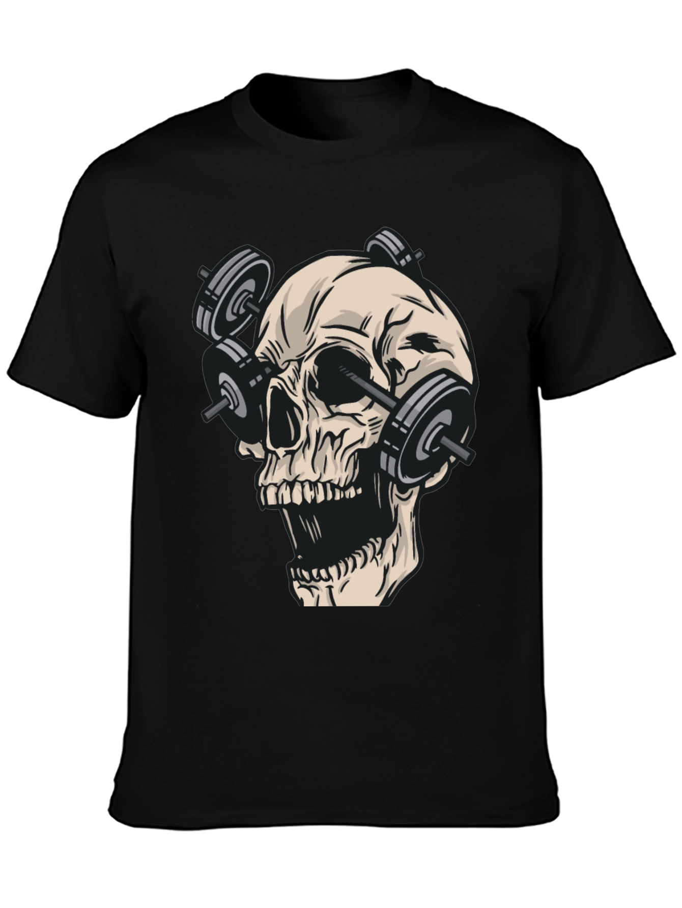 Skull Gym Weights Black T-Shirt