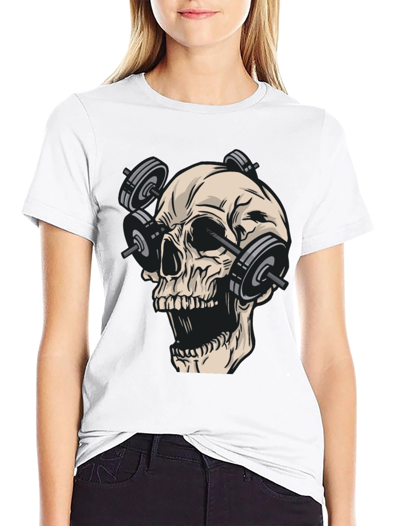 Skull Gym Weights Black T-Shirt