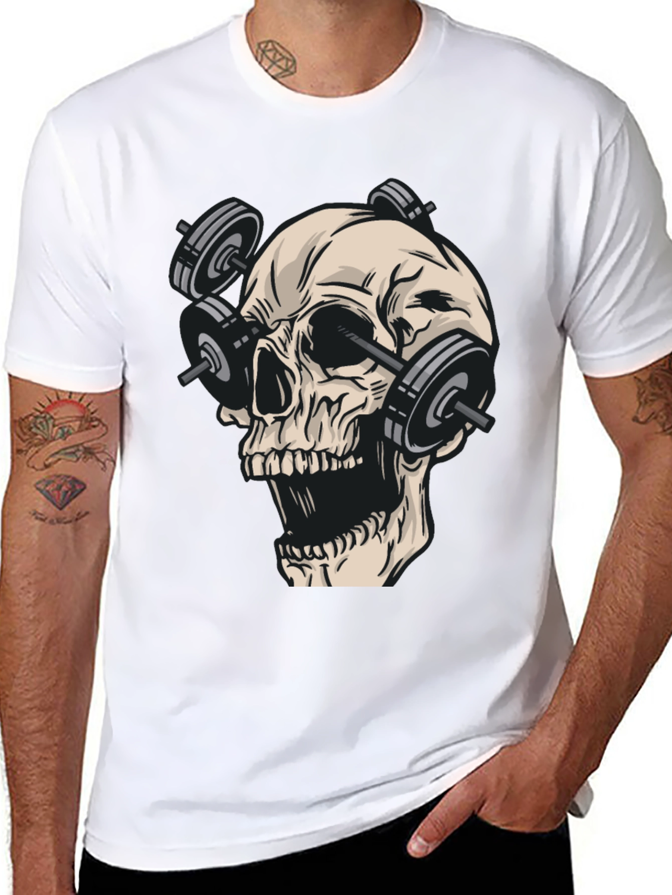 Skull Gym Weights Black T-Shirt