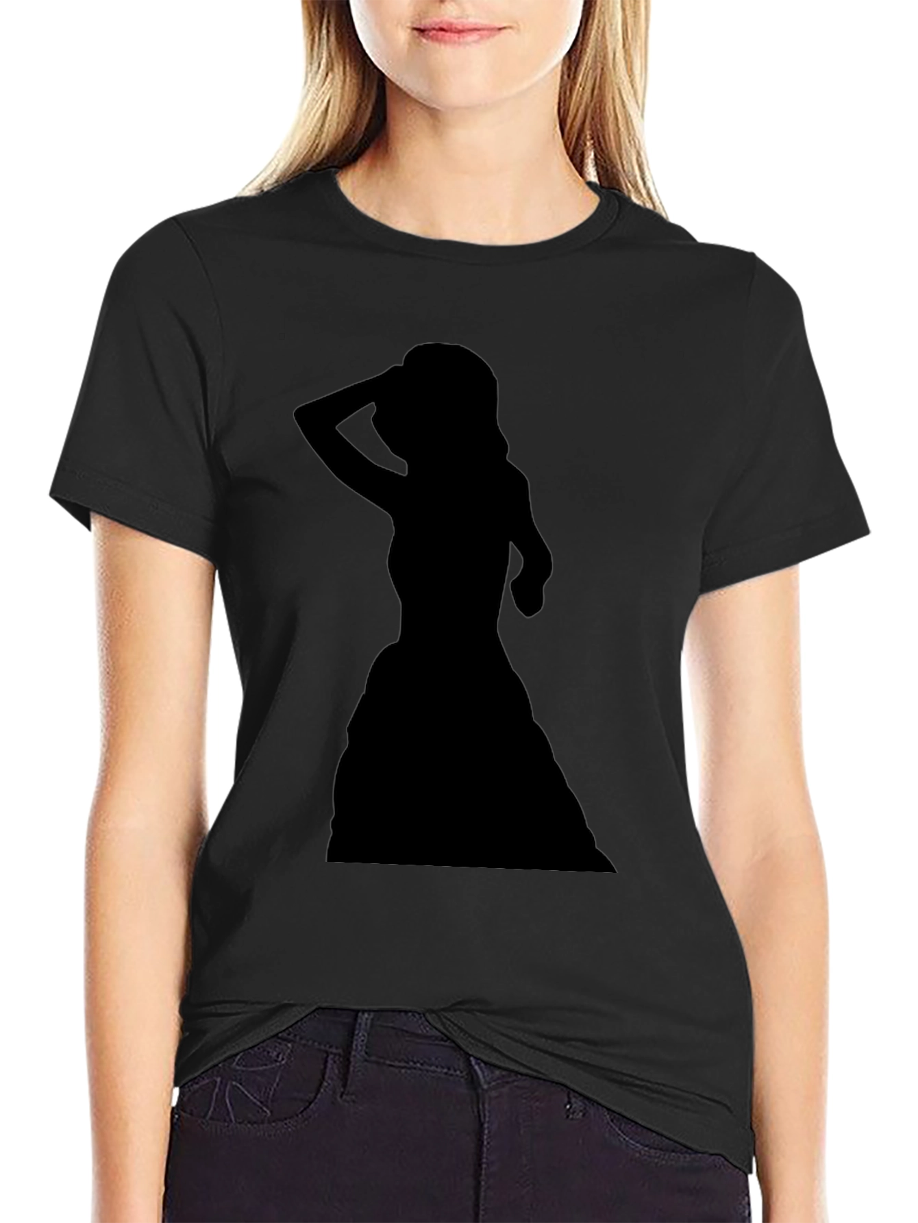 Silhouette Woman Black T-Shirt