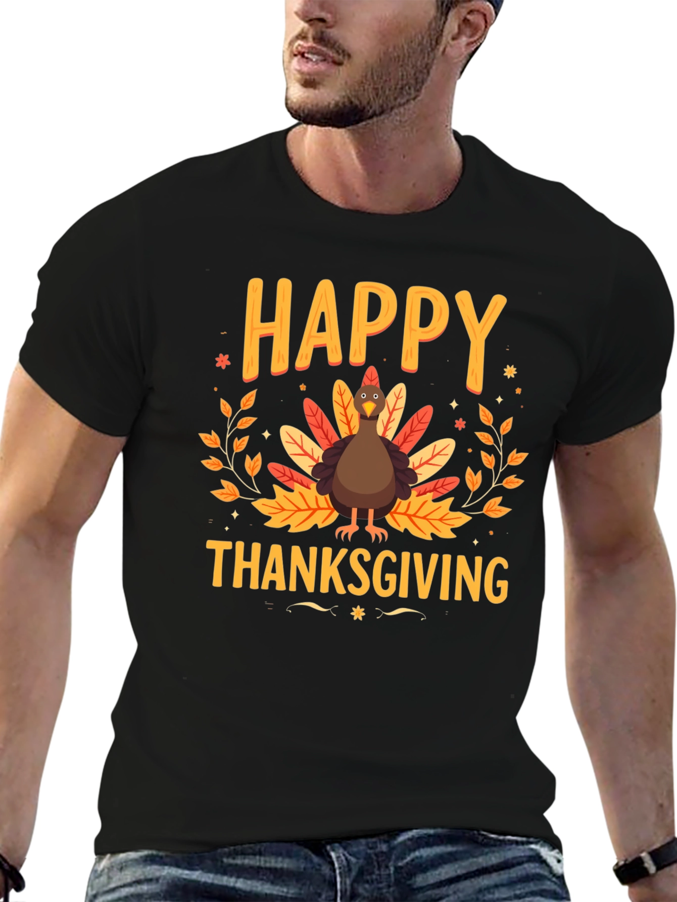 Happy Thanksgiving Turkey Graphic Tee - Holiday Apparel
