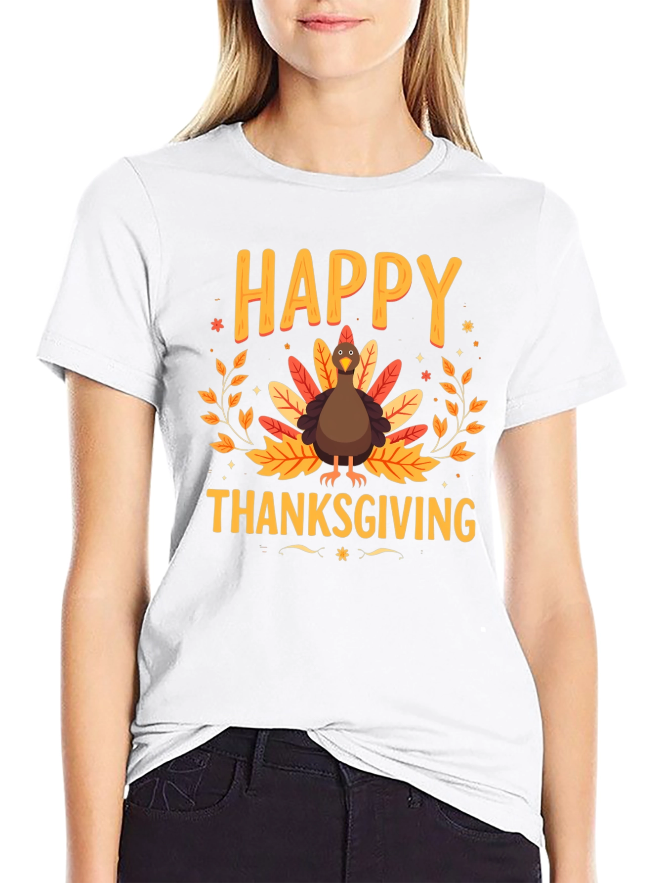 Happy Thanksgiving Turkey Graphic Tee - Holiday Apparel